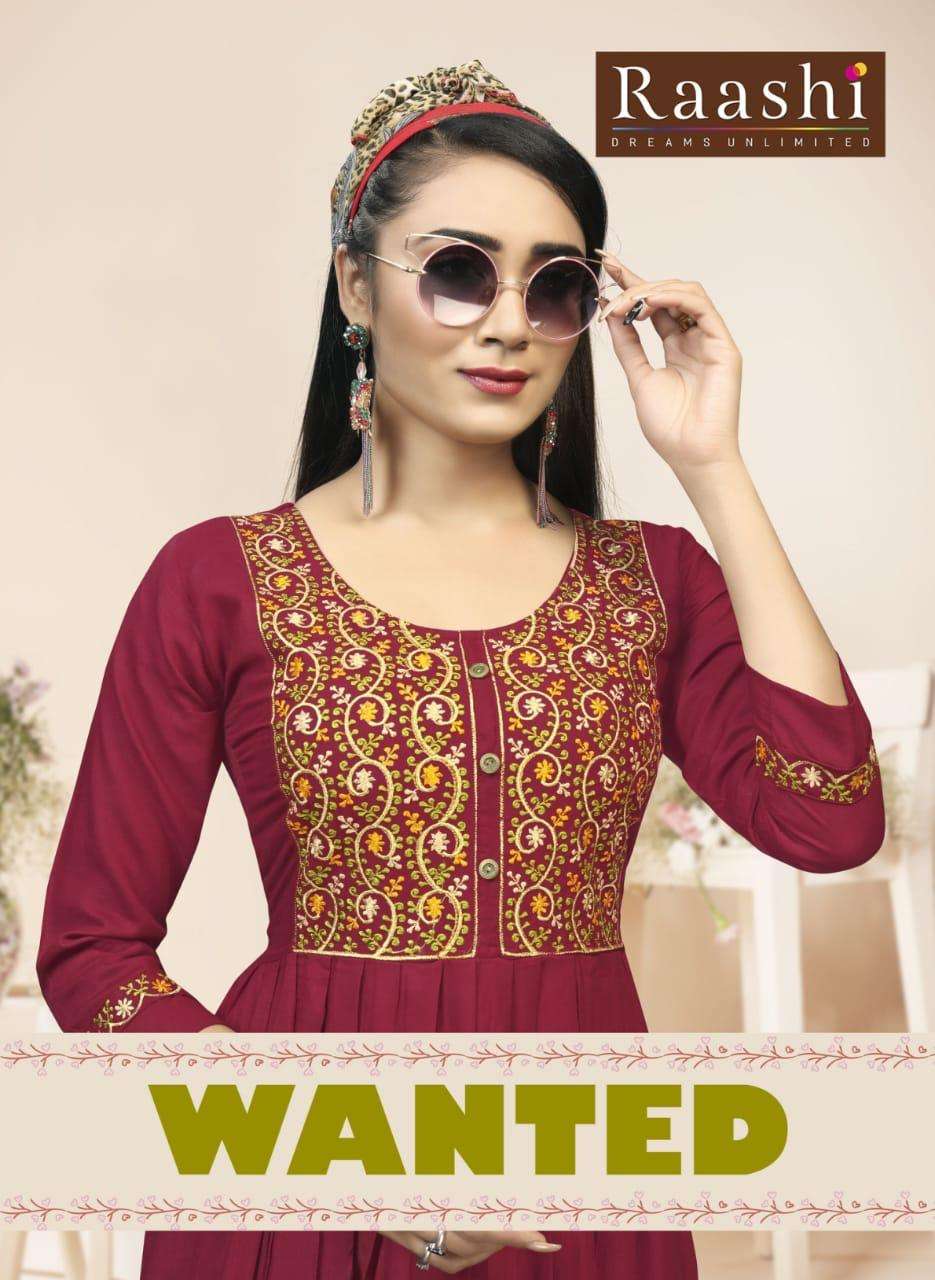 WANTED BY RAASHI 8601 TO 8608 SERIES DESIGNER STYLISH FANCY COLORFUL BEAUTIFUL PARTY WEAR & ETHNIC WEAR COLLECTION HEAVY RAYON SLUB KURTIS AT WHOLESALE PRICE