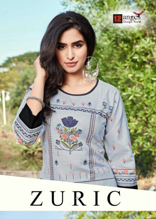 ZURIC BY 12 ANGEL 1001 TO 1006 SERIES DESIGNER STYLISH FANCY COLORFUL BEAUTIFUL PARTY WEAR & ETHNIC WEAR COLLECTION SLUB COTTON DIGITAL PRINT KURTIS WITH BOTTOM  AT WHOLESALE PRICE