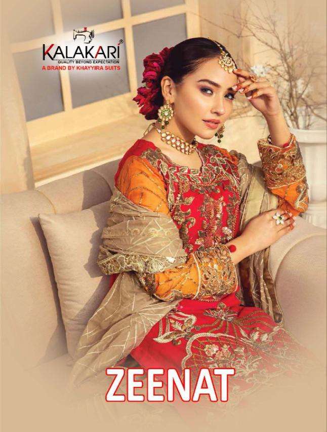 ZEENAT BY KALAKARI 1101 TO 1104 SERIES DESIGNER PAKISTANI SUITS BEAUTIFUL FANCY STYLISH COLORFUL PARTY WEAR & OCCASIONAL WEAR FAUX GEORGETTE WITH EMBROIDERY DRESSES AT WHOLESALE PRICE