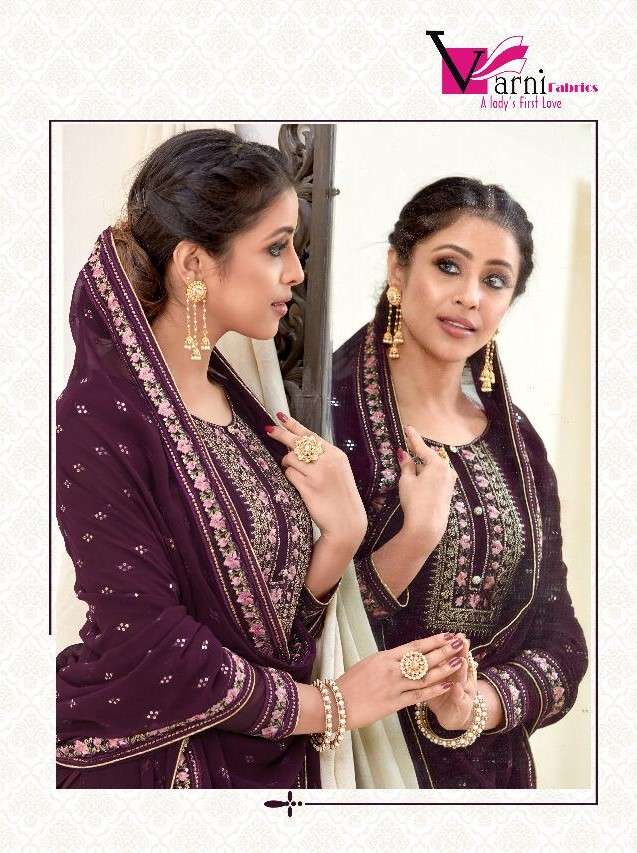 ZEEYA HASEEN BY VARNI FABRICS 1301 TO 1304 SERIES BEAUTIFUL SUITS STYLISH FANCY COLORFUL CASUAL WEAR & ETHNIC WEAR AUSTRALIAN GEORGETTE EMBROIDERED DRESSES AT WHOLESALE PRICE