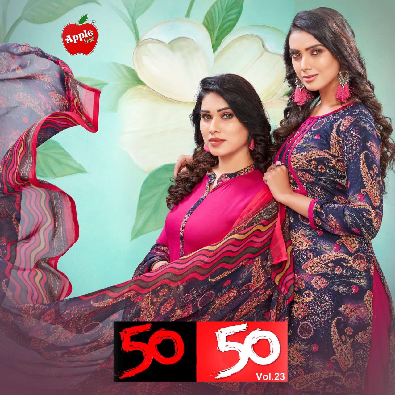 50 50 VOL-23 BY APPLE LEAF 2301 TO 2312 SERIES BEAUTIFUL SUITS COLORFUL STYLISH FANCY CASUAL WEAR & ETHNIC WEAR FANCY DRESSES AT WHOLESALE PRICE