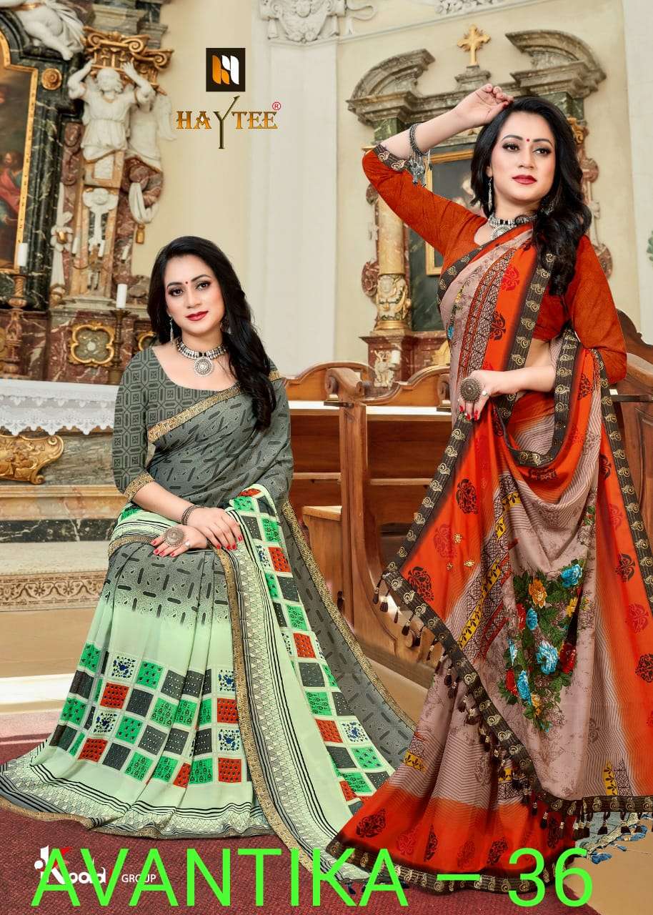 AVANTIKA VOL-36 BY HAYTEE 6669 TO 6676 SERIES INDIAN TRADITIONAL WEAR COLLECTION BEAUTIFUL STYLISH FANCY COLORFUL PARTY WEAR & OCCASIONAL WEAR HEAVY RENIAL PRINT SAREES AT WHOLESALE PRICE