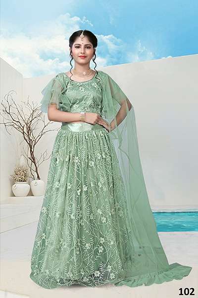 ARADHNA BY FASHID WHOLESALE 101 TO 112 SERIES BEAUTIFUL COLORFUL FANCY WEDDING COLLECTION OCCASIONAL WEAR & PARTY WEAR NET LEHENGAS AT WHOLESALE PRICE