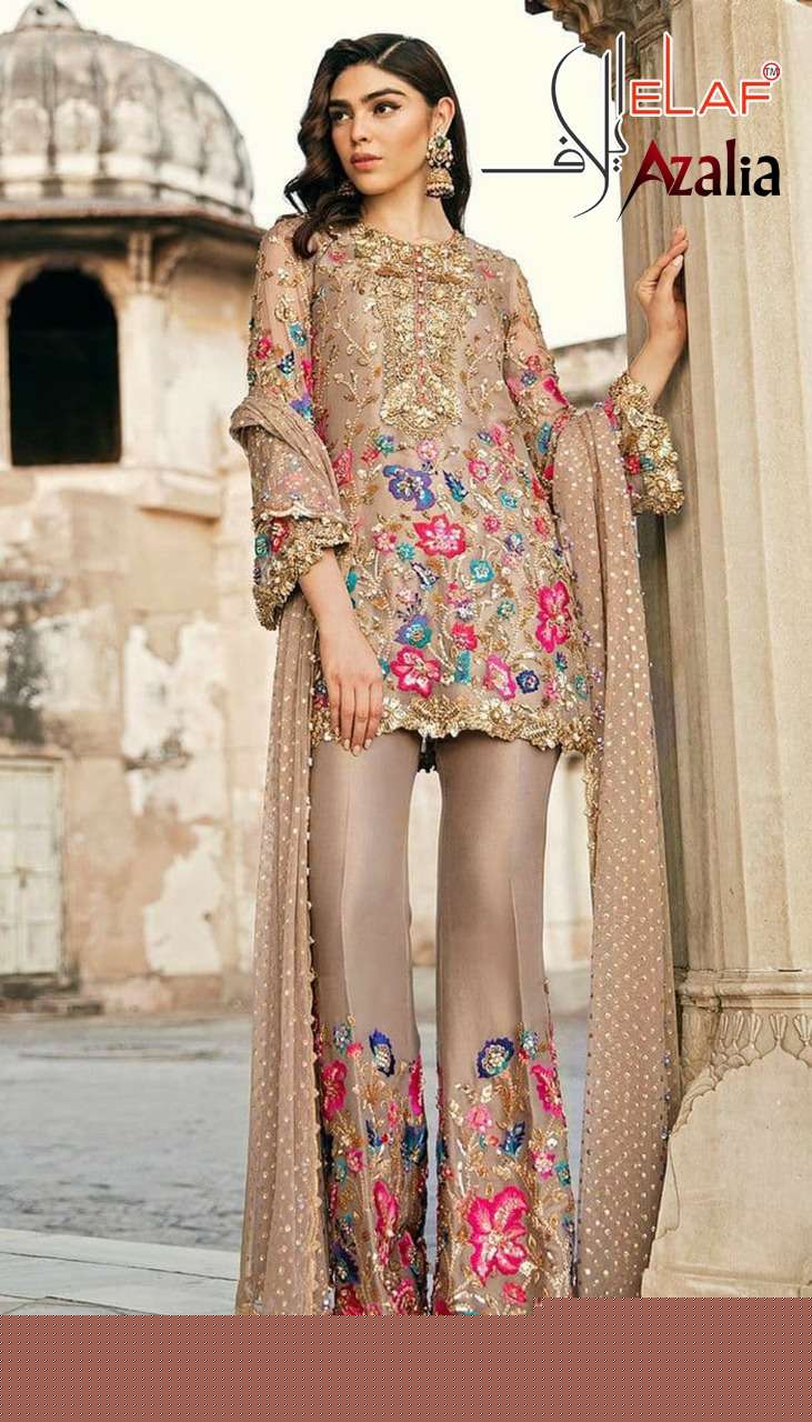 AZALIA BY ELAAF BEAUTIFUL STYLISH SUITS FANCY COLORFUL CASUAL WEAR & ETHNIC WEAR & READY TO WEAR HEAVY BUTTERFLY NET EMBROIDERY DRESSES AT WHOLESALE PRICE