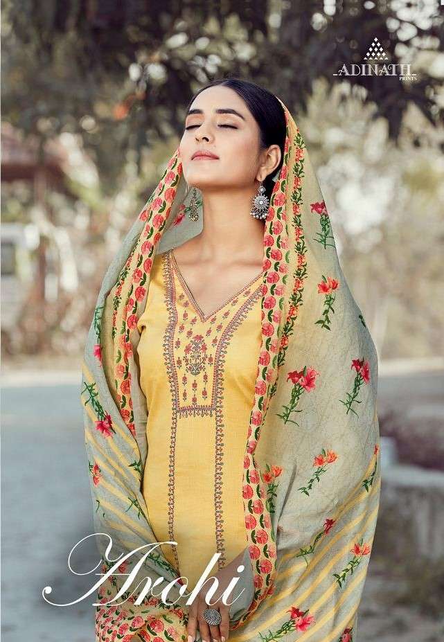 AROHI BY ADINATH PRINTS 4001 TO 4007 SERIES BEAUTIFUL SUITS COLORFUL STYLISH FANCY CASUAL WEAR & ETHNIC WEAR HEAVY JAM COTTON PRINT WITH EMBROIDERY DRESSES AT WHOLESALE PRICE
