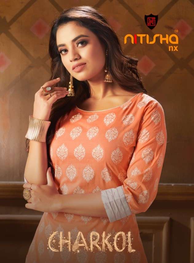 CHARKOL BY NITISHA NX 1001 TO 1004 SERIES DESIGNER STYLISH FANCY COLORFUL BEAUTIFUL PARTY WEAR & ETHNIC WEAR COLLECTION PURE COTTON KURTIS WITH BOTTOM AT WHOLESALE PRICE