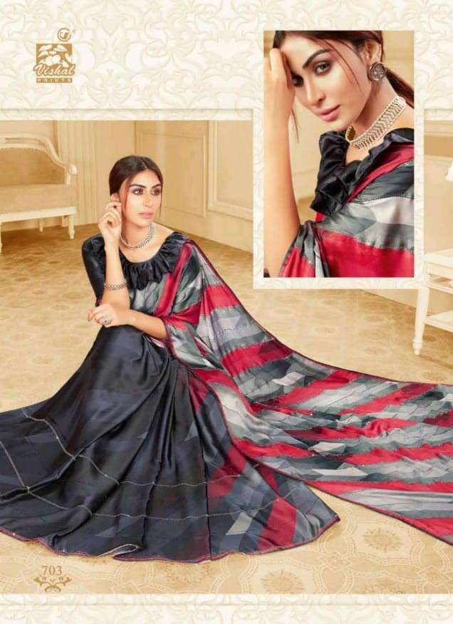 DAMORE VOL-16 BY VISHAL PRINTS 702 TO 719 SERIES INDIAN TRADITIONAL WEAR COLLECTION BEAUTIFUL STYLISH FANCY COLORFUL PARTY WEAR & OCCASIONAL WEAR SATIN GEORGETTE SAREES AT WHOLESALE PRICE