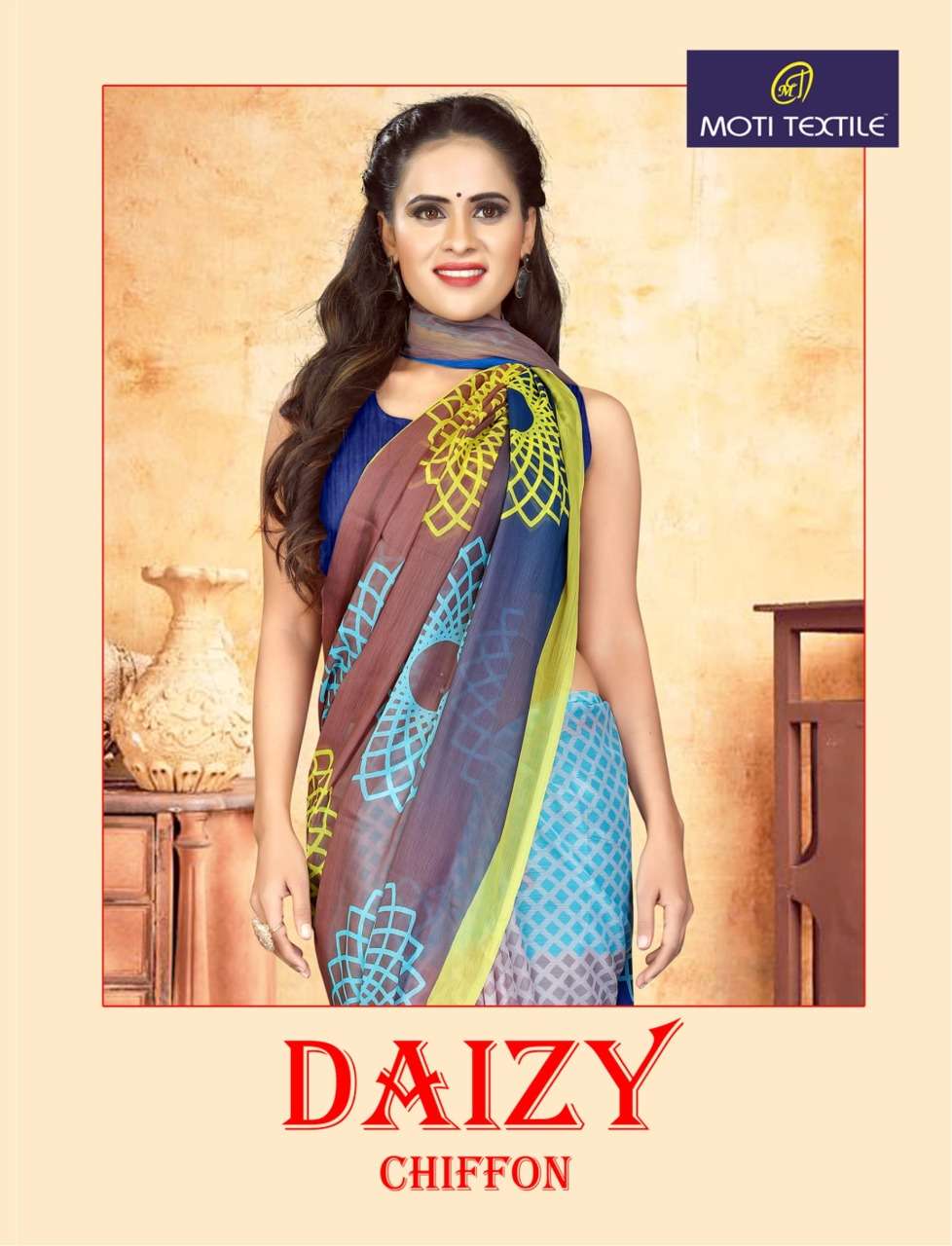 DAIZY CHIFFON BY MOTI TEXTILE INDIAN TRADITIONAL WEAR COLLECTION BEAUTIFUL STYLISH FANCY COLORFUL PARTY WEAR & OCCASIONAL WEAR CHIFFON DIGITAL PRINT SAREES AT WHOLESALE PRICE