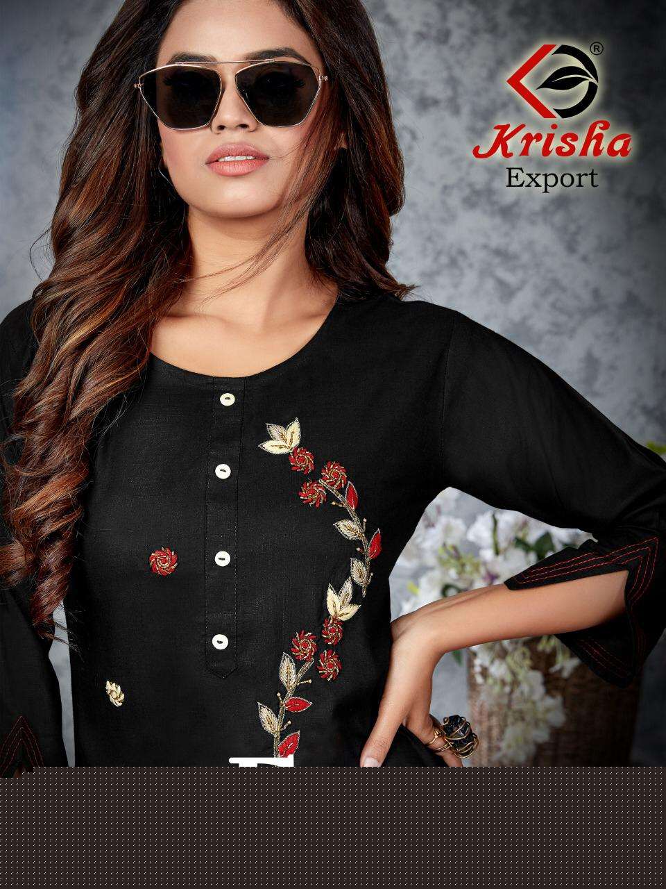 FARZEEN BY KRISHA EXPORTS 5001 TO 5006 SERIES DESIGNER STYLISH FANCY COLORFUL BEAUTIFUL PARTY WEAR & ETHNIC WEAR COLLECTION RAYON SLUB WITH HANDWORK KURTIS AT WHOLESALE PRICE