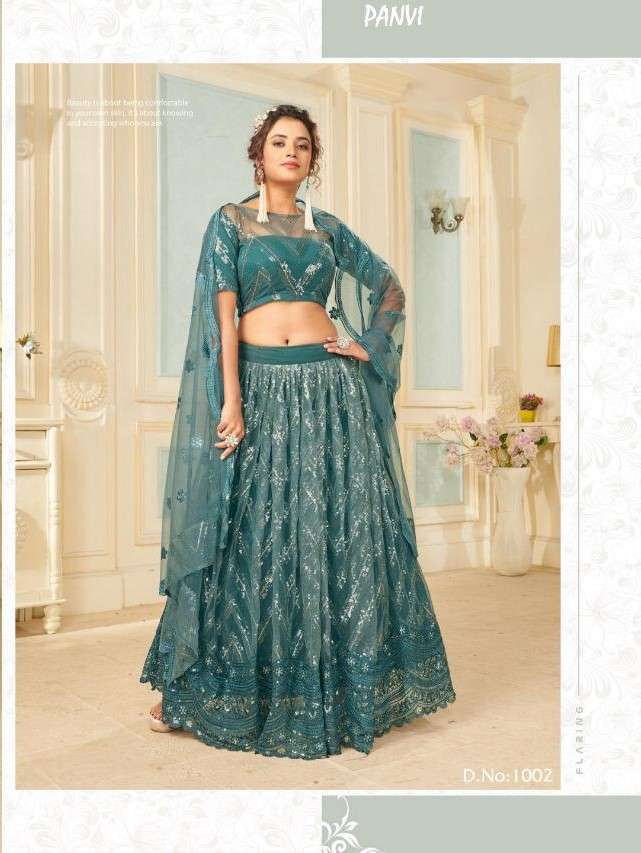 GLAMOUR VOL-1 BY PANVI 1001 TO 1010 SERIES BEAUTIFUL COLORFUL FANCY WEDDING COLLECTION OCCASIONAL WEAR & PARTY WEAR SOFT NET LEHENGAS AT WHOLESALE PRICE