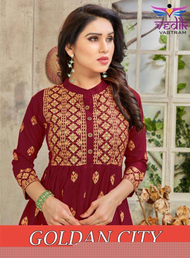 GOLDEN CITY VOL-2 BY VEDIK VASTRAM 1007 TO 1012 SERIES DESIGNER STYLISH FANCY COLORFUL BEAUTIFUL PARTY WEAR & ETHNIC WEAR COLLECTION RAYON PRINT GOWNS AT WHOLESALE PRICE