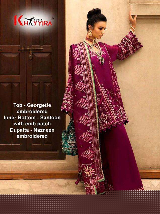 KHAYYIRA HIT DESIGN 1009 BY KHAYYIRA DESIGNER FESTIVE SUITS COLLECTION BEAUTIFUL STYLISH FANCY COLORFUL PARTY WEAR & OCCASIONAL WEAR GEORGETTE EMBROIDERED DRESSES AT WHOLESALE PRICE