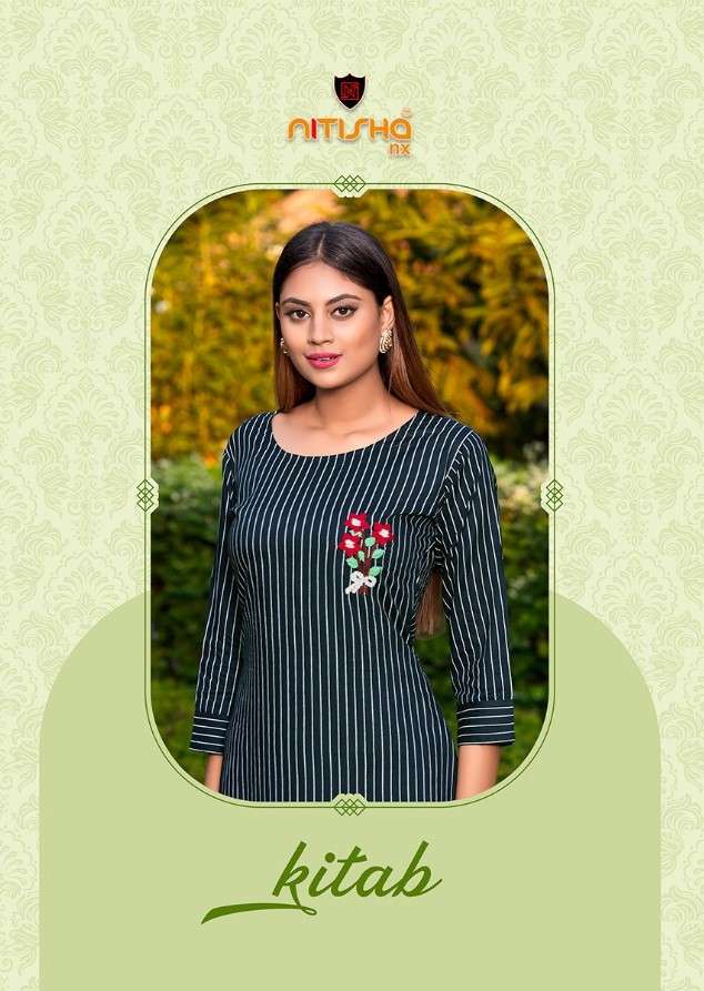 KITAB BY NITISHA NX 1001 TO 1005 SERIES DESIGNER STYLISH FANCY COLORFUL BEAUTIFUL PARTY WEAR & ETHNIC WEAR COLLECTION RAYON PRINT WITH WORK KURTIS AT WHOLESALE PRICE