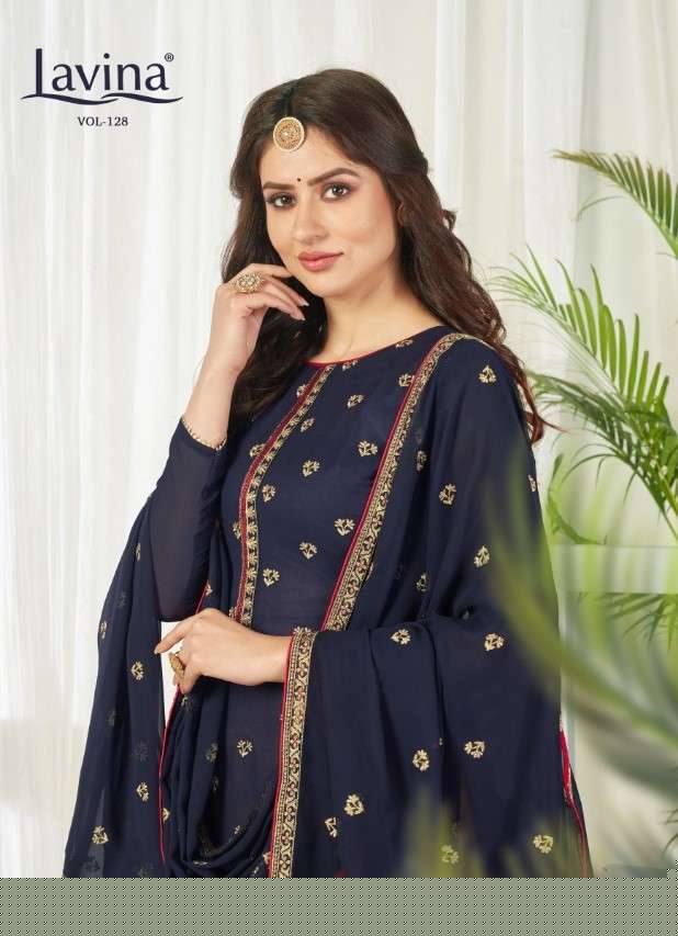 LAVINA VOL-128 BY LAVINA 128-001 TO 128-006 SERIES BEAUTIFUL PAKISTANI SUITS COLORFUL STYLISH FANCY CASUAL WEAR & ETHNIC WEAR GEORGETTE EMBROIDERED DRESSES AT WHOLESALE PRICE
