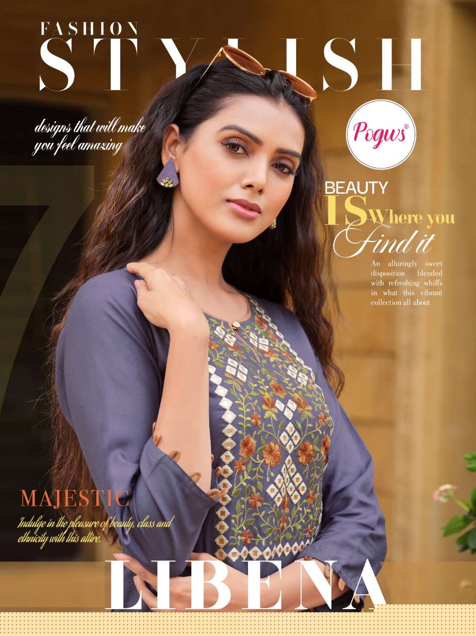 LIBENA VOL-1 BY POGWS 1001 TO 1006 SERIES DESIGNER STYLISH FANCY COLORFUL BEAUTIFUL PARTY WEAR & ETHNIC WEAR COLLECTION RAYON EMBROIDERY KURTIS WITH BOTTOM AT WHOLESALE PRICE