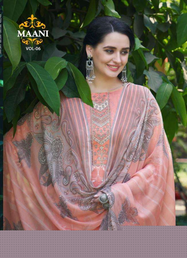 MAANI VOL-6 BY LAVINA 601 TO 606 SERIES BEAUTIFUL SUITS STYLISH FANCY COLORFUL PARTY WEAR & OCCASIONAL WEAR PURE JAM DIGITAL PRINT EMBROIDERED DRESSES AT WHOLESALE PRICE