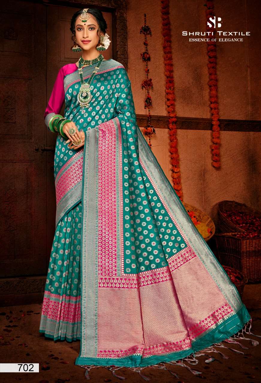 SHRUTI 700 SERIES BY SHRUTI 701 TO 712 SERIES INDIAN TRADITIONAL WEAR COLLECTION BEAUTIFUL STYLISH FANCY COLORFUL PARTY WEAR & OCCASIONAL WEAR SOFT SILK SAREES AT WHOLESALE PRICE