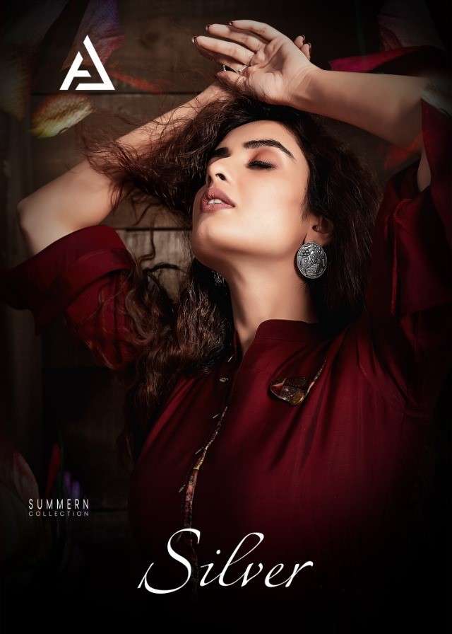 SILVER BY AMORA 1001 TO 1006 SERIES DESIGNER STYLISH FANCY COLORFUL BEAUTIFUL PARTY WEAR & ETHNIC WEAR COLLECTION ELICA SLUB KURTIS AT WHOLESALE PRICE