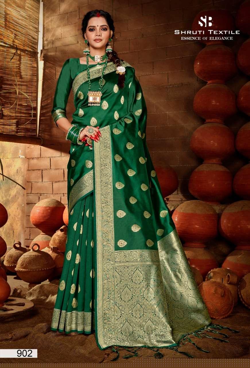 SHRUTI 900 SERIES BY SHRUTI 901 TO 914 SERIES INDIAN TRADITIONAL WEAR COLLECTION BEAUTIFUL STYLISH FANCY COLORFUL PARTY WEAR & OCCASIONAL WEAR SOFT SILK SAREES AT WHOLESALE PRICE