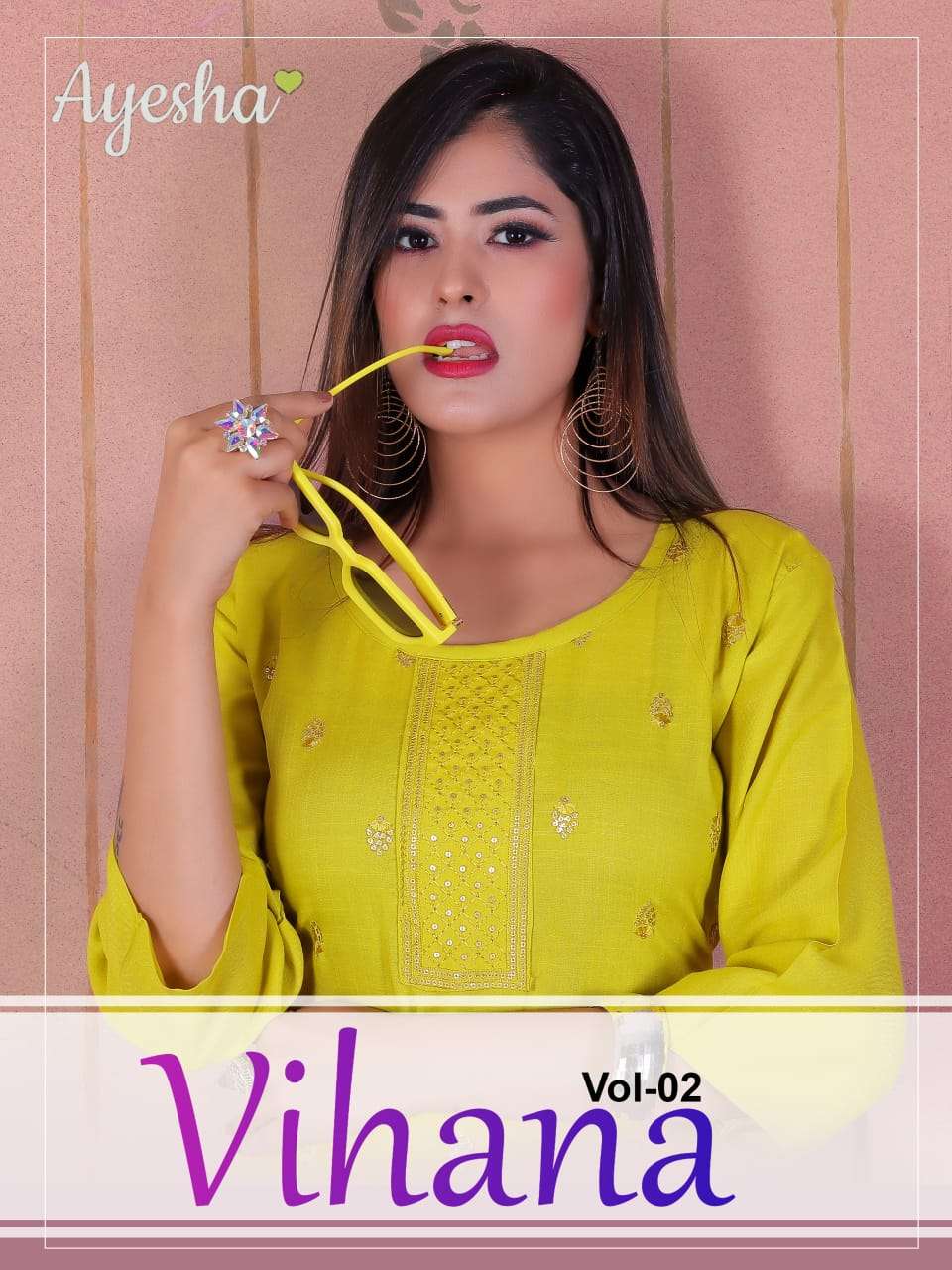 VIHANA VOL-2 BY AYESHA 201 TO 208 SERIES DESIGNER BEAUTIFUL COLORFUL STYLISH FANCY CASUAL WEAR & ETHNIC WEAR & READY TO WEAR RAYON SLUB EMBROIDERED KURTIS AT WHOLESALE PRICE