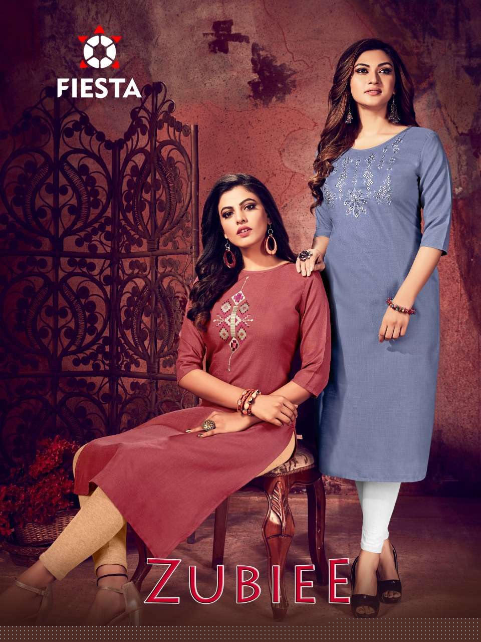 ZUBLEE BY FIESTA 13011 TO 13018 SERIES DESIGNER STYLISH FANCY COLORFUL BEAUTIFUL PARTY WEAR & ETHNIC WEAR COLLECTION SOFT MAGIC SLUB HANDWORK KURTIS AT WHOLESALE PRICE