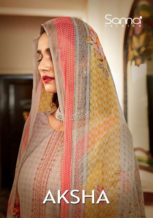 AKSHA BY SANNA FASHION 3801 TO 3810 SERIES BEAUTIFUL SUITS COLORFUL STYLISH FANCY CASUAL WEAR & ETHNIC WEAR PURE COTTON LAWN DIGITAL PRINT WITH FANCY WORK DRESSES AT WHOLESALE PRICE