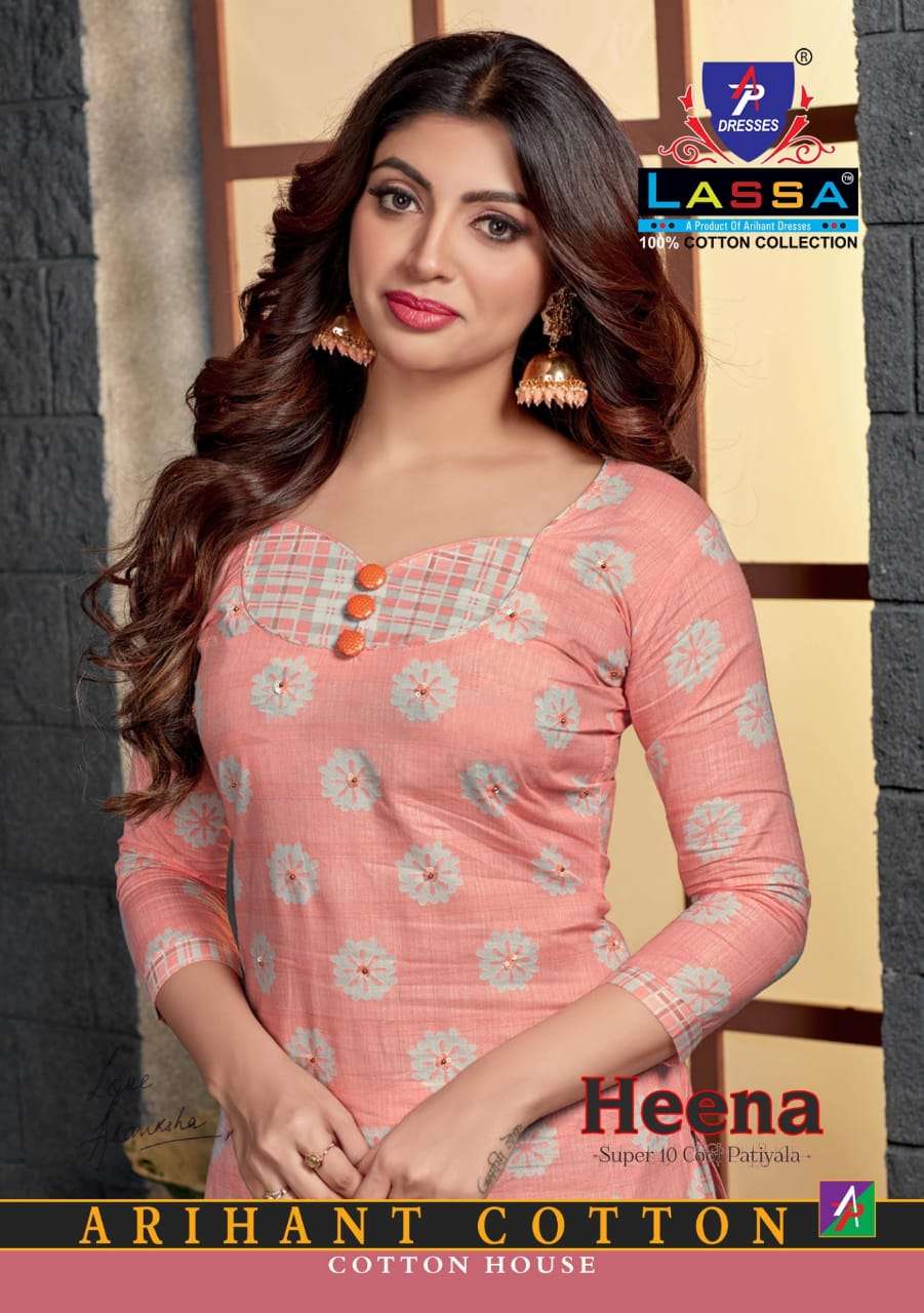 HEENA BY LASSA 1001 TO 1010 SERIES BEAUTIFUL SUITS COLORFUL STYLISH FANCY CASUAL WEAR & ETHNIC WEAR PURE COTTON DRESSES AT WHOLESALE PRICE