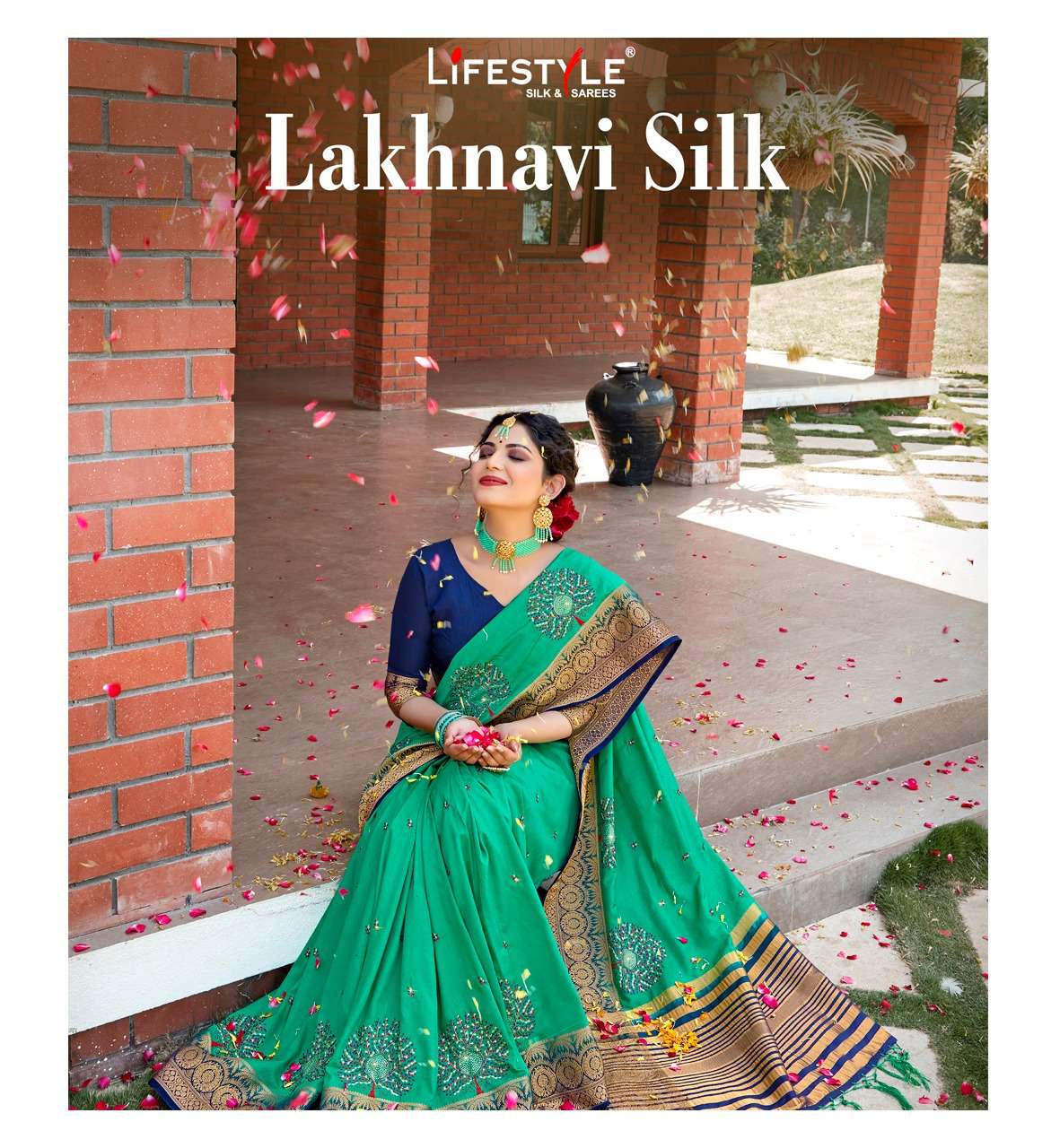 LAKHNAVI SILK BY LIFESTYLE 74161 TO 74166 SERIES INDIAN TRADITIONAL WEAR COLLECTION BEAUTIFUL STYLISH FANCY COLORFUL PARTY WEAR & OCCASIONAL WEAR DOLA SILK SAREES AT WHOLESALE PRICE