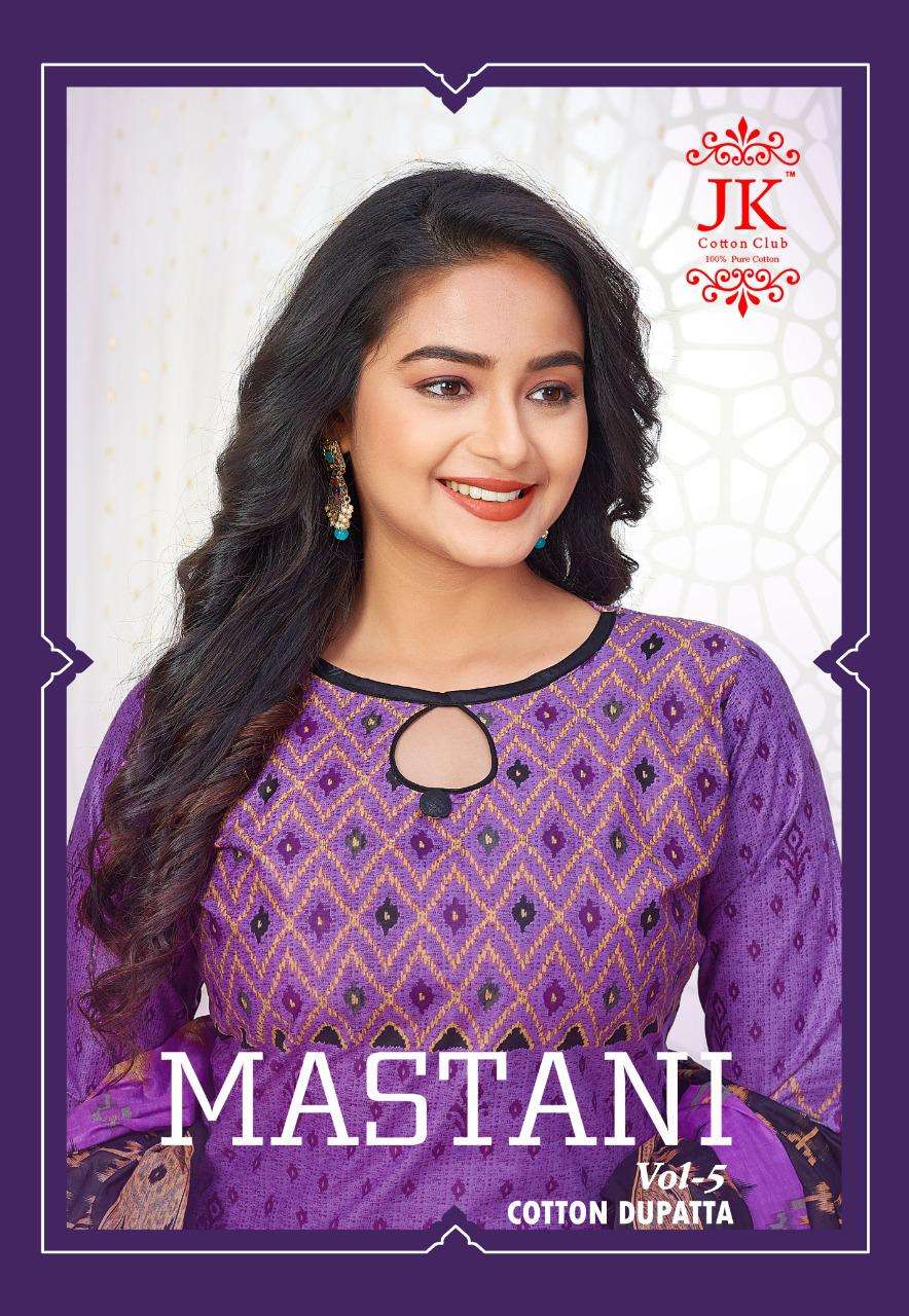 MASTANI VOL-5 BY JK COTTON CLUB 5001 TO 5010 SERIES BEAUTIFUL SUITS COLORFUL STYLISH FANCY CASUAL WEAR & ETHNIC WEAR PURE COTTON DRESSES AT WHOLESALE PRICE
