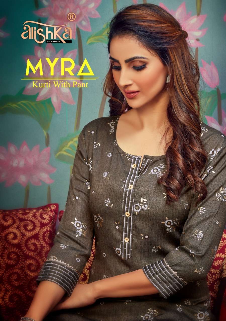 MYRA BY ALISHKA FASHION 1001 TO 1003 SERIES DESIGNER STYLISH COLORFUL FANCY BEAUTIFUL PARTY WEAR & ETHNIC WEAR RAYON PRINTED KURTIS AT WHOLESALE PRICE