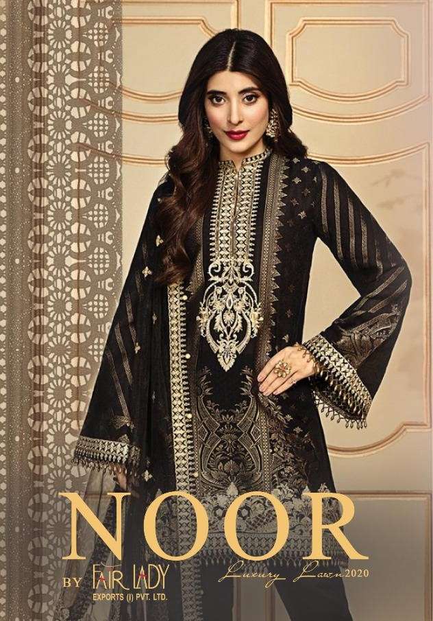 NOOR BY FAIR LADY 3001 TO 3004 SERIES PAKISTANI SUITS BEAUTIFUL FANCY COLORFUL STYLISH PARTY WEAR & OCCASIONAL WEAR PURE JAM SATIN DIGITAL PRINT WITH EMBROIDERY DRESSES AT WHOLESALE PRICE