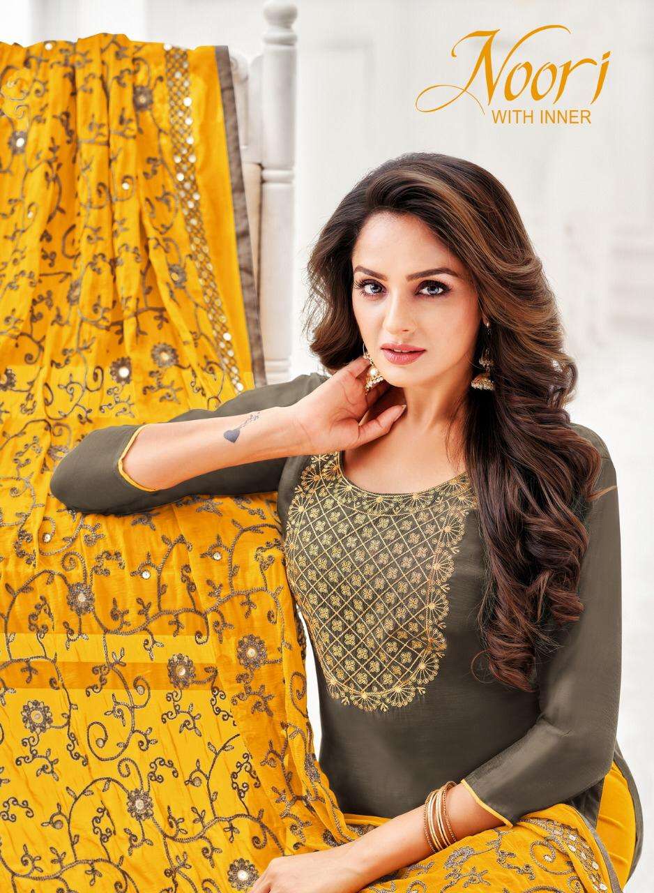 NOORI BY KAPIL TRENDZ 7001 TO 7012 SERIES BEAUTIFUL WINTER COLLECTION SUITS STYLISH FANCY COLORFUL CASUAL WEAR & ETHNIC WEAR CHANDERI/SATIN/SILK DRESSES AT WHOLESALE PRICE