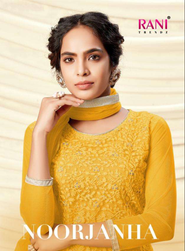 NOORJANHA BY RANI TRENDZ 1572 TO 1579 SERIES BEAUTIFUL SUITS COLORFUL STYLISH FANCY CASUAL WEAR & ETHNIC WEAR HEAVY BUTTERFLY NET THREAD WORK DRESSES AT WHOLESALE PRICE
