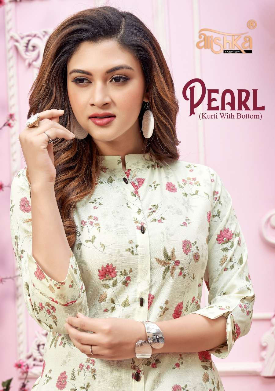 PEARL BY ALISHKA FASHION 1001 TO 1004 SERIES BEAUTIFUL SUITS STYLISH FANCY COLORFUL PARTY WEAR & OCCASIONAL WEAR RAYON SLUB KURTIS WITH BOTTOM AT WHOLESALE PRICE