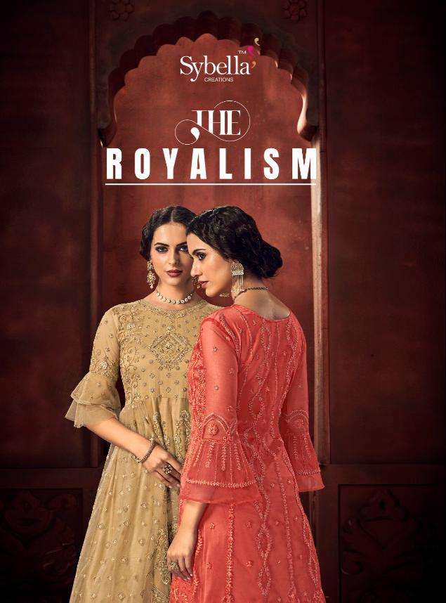 ROYALISM BY SYBELLA CREATION 4101 TO 4106 SERIES BEAUTIFUL STYLISH ANARKALI SUITS FANCY COLORFUL CASUAL WEAR & ETHNIC WEAR & READY TO WEAR HEAVY NET DRESSES AT WHOLESALE PRICE