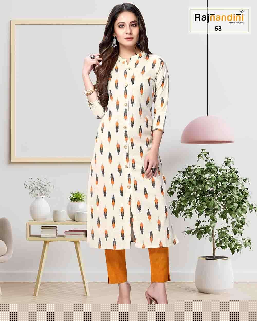 RAJNANDINI VOL-7 BY RAJNANDINI DESIGNER STYLISH FANCY COLORFUL BEAUTIFUL PARTY WEAR & ETHNIC WEAR COLLECTION PURE COTTON JAIPURI PRINT KURTIS AT WHOLESALE PRICE