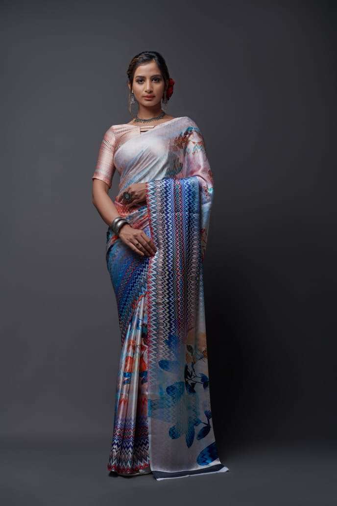 RICHA SILK BY RAJ YOG 01 TO 10 SERIES INDIAN TRADITIONAL WEAR COLLECTION BEAUTIFUL STYLISH FANCY COLORFUL PARTY WEAR & OCCASIONAL WEAR SATIN CREPE DIGITAK PRINT SAREES AT WHOLESALE PRICE