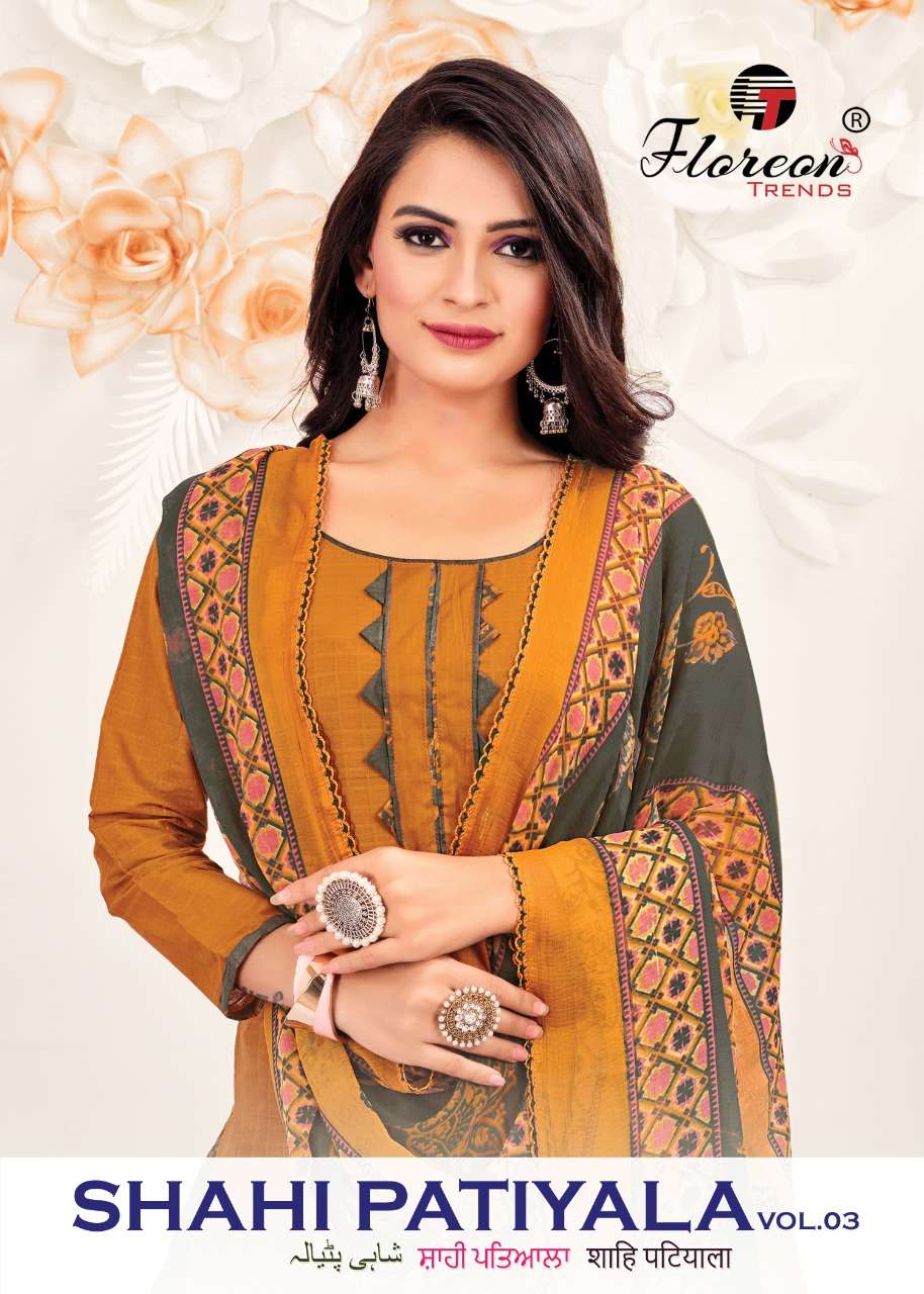 Shahi Patiyala Vol-3 By Florean Trends 14001 To 14010 Series Beautiful Festive Suits Colorful Stylish Fancy Casual Wear & Ethnic Wear Pure Cotton Print With Work Dresses At Wholesale Price