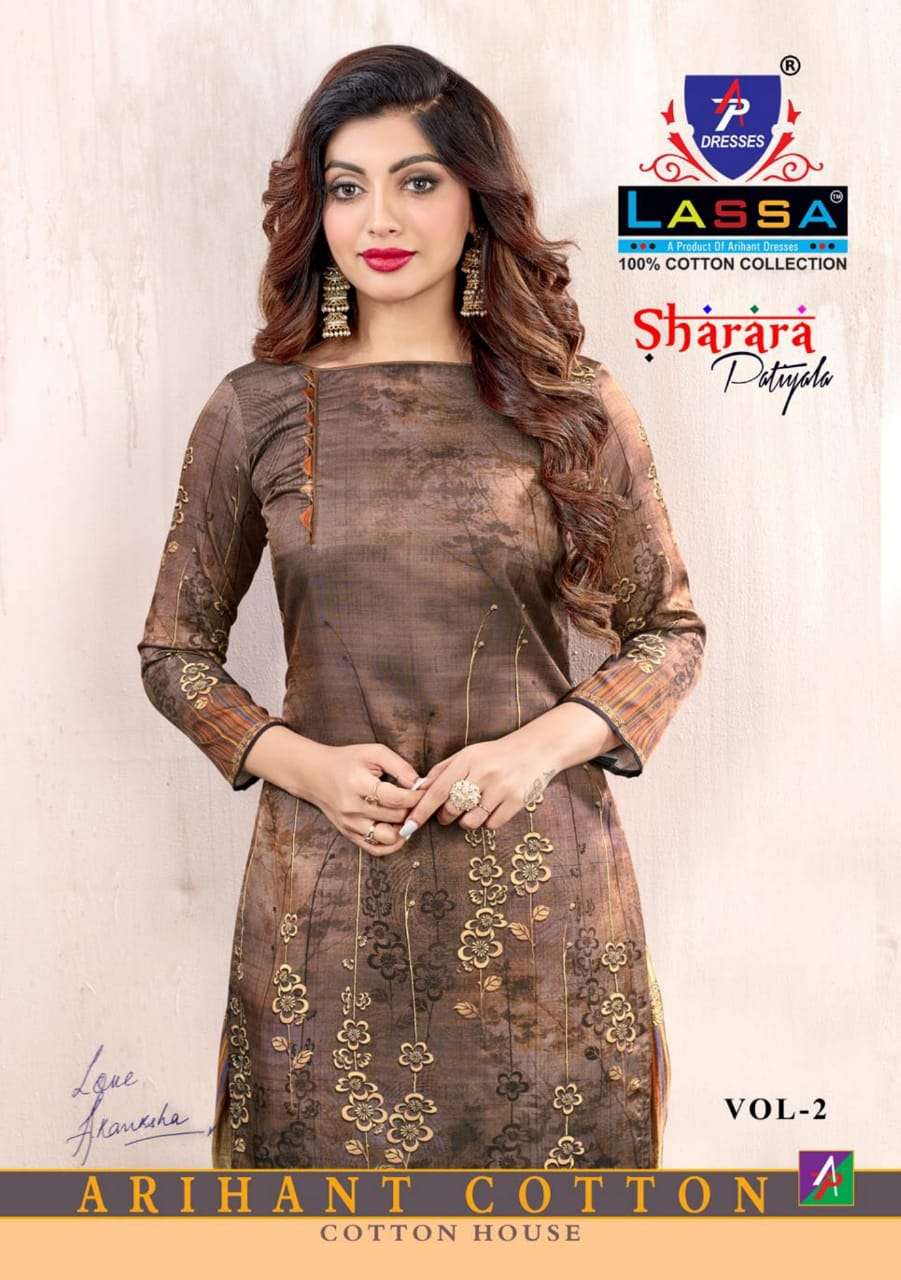 SHARARA PATIYALA VOL-2 BY LASSA 2001 TO 2010 SERIES BEAUTIFUL STYLISH SUITS FANCY COLORFUL CASUAL WEAR & ETHNIC WEAR & READY TO WEAR PURE COTTON DRESSES AT WHOLESALE PRICE