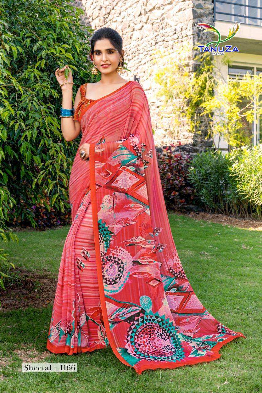 SHEETAL BY TANUZA FASHION 1165 TO 1175 SERIES INDIAN TRADITIONAL WEAR COLLECTION BEAUTIFUL STYLISH FANCY COLORFUL PARTY WEAR & OCCASIONAL WEAR GEORGETTE PLAIN SAREES AT WHOLESALE PRICE