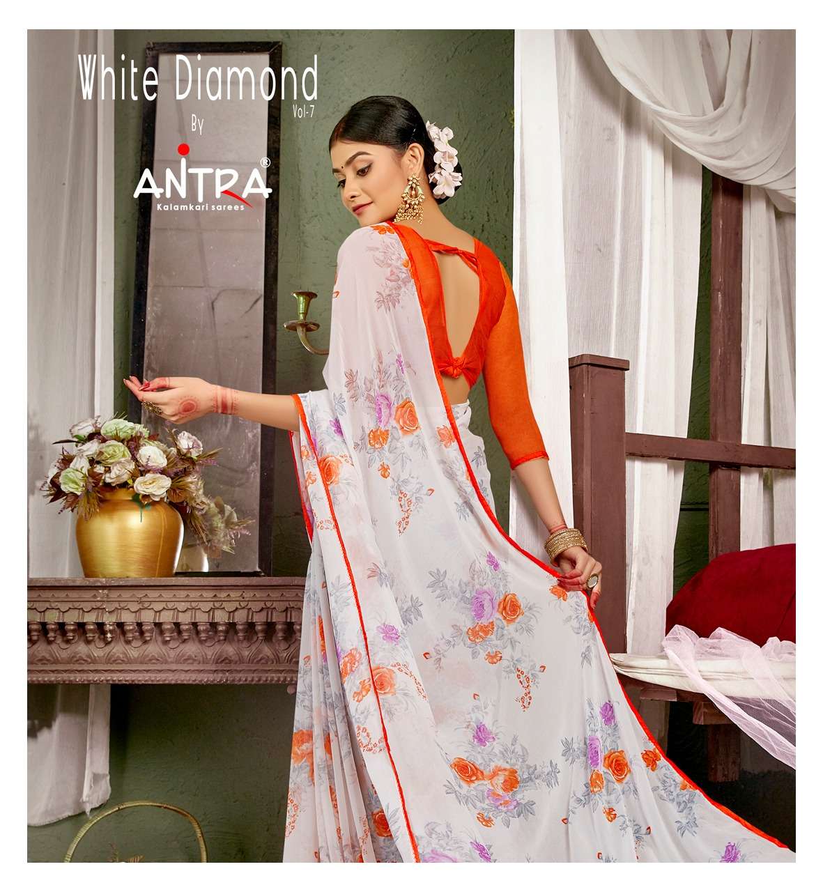 WHITE DIAMOND VOL-7 BY ANTRA 72281 TO 72290 SERIES INDIAN TRADITIONAL WEAR COLLECTION BEAUTIFUL STYLISH FANCY COLORFUL PARTY WEAR & OCCASIONAL WEAR WEIGHTLESS PRINT SAREES AT WHOLESALE PRICE
