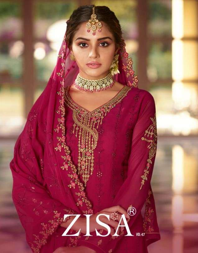 ZISA VOL-67 BY MEERA TRENDZ 12261 TO 12266 SERIES BEAUTIFUL STYLISH SUITS FANCY COLORFUL CASUAL WEAR & ETHNIC WEAR & READY TO WEAR GEORGETTE WITH EMBROIDERY DRESSES AT WHOLESALE PRICE