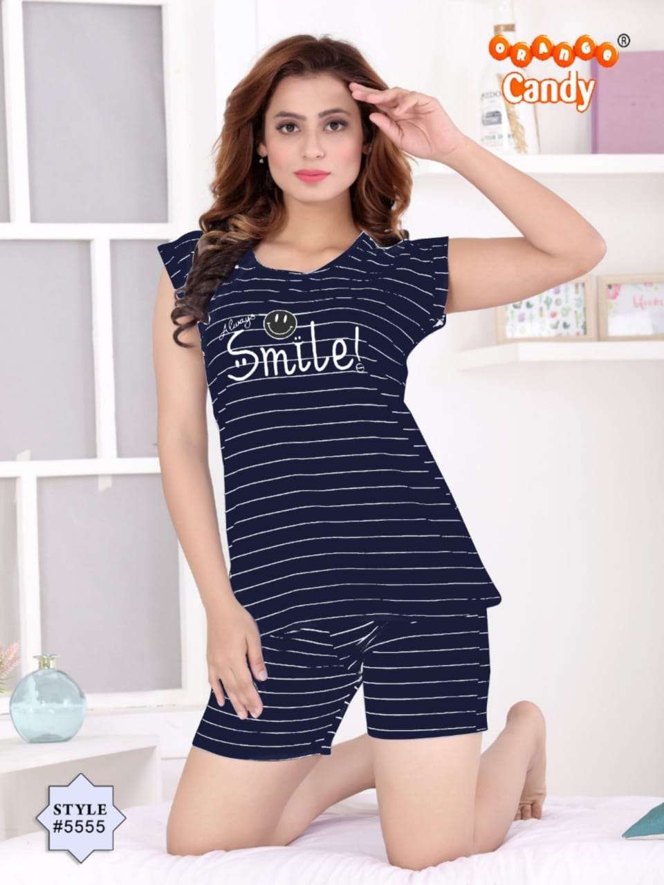 5555 BY ORANGE CANDY 5555-A TO 5555-J SERIES BEAUTIFUL STYLISH FANCY COLORFUL CASUAL WEAR & ETHNIC WEAR HOSIERY COTTON TOPS AND BOTTOM AT WHOLESALE PRICE