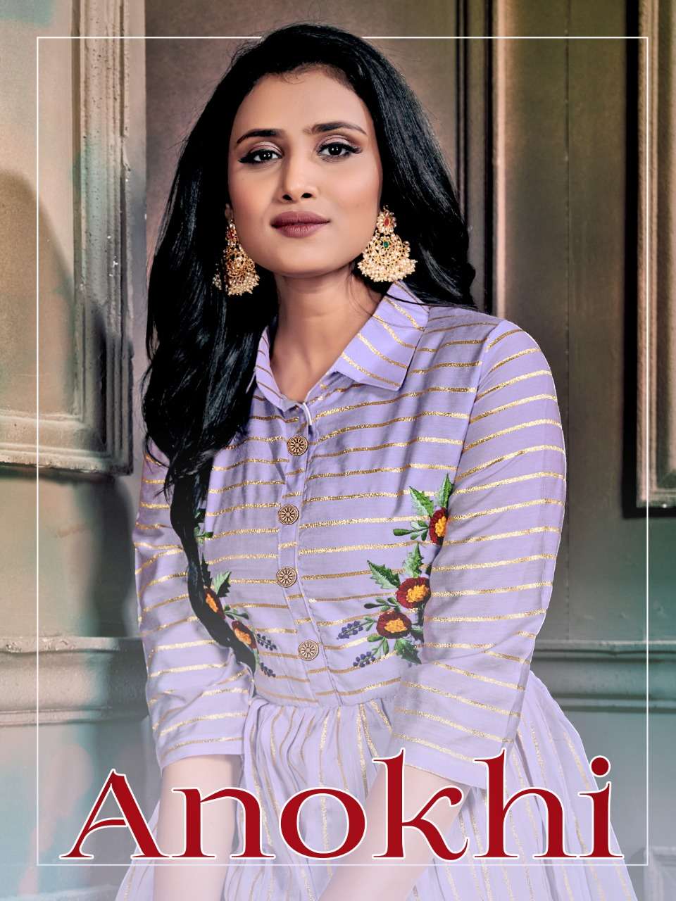 ANOKHI BY FASHION GALLERIA 101 TO 105 SERIES DESIGNER STYLISH FANCY COLORFUL BEAUTIFUL PARTY WEAR & ETHNIC WEAR COLLECTION CHANDERI EMBROIDERED GOWNS AT WHOLESALE PRICE