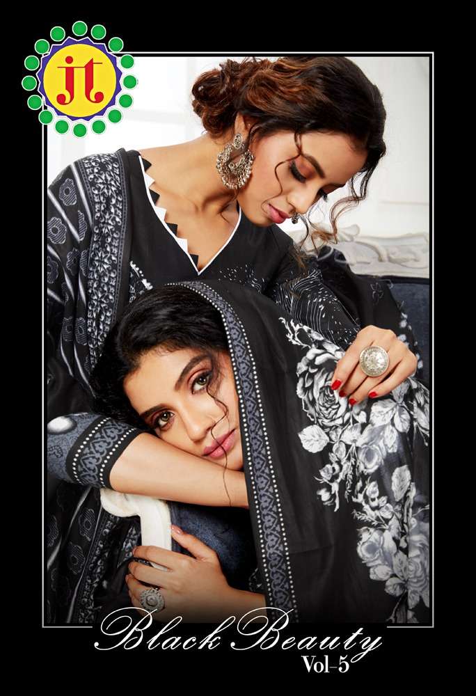 BLACK BEAUTY VOL-5 BY JT 5001 TO 5012 SERIES BEAUTIFUL SUITS COLORFUL STYLISH FANCY CASUAL WEAR & ETHNIC WEAR HEAVY COTTON DRESSES AT WHOLESALE PRICE