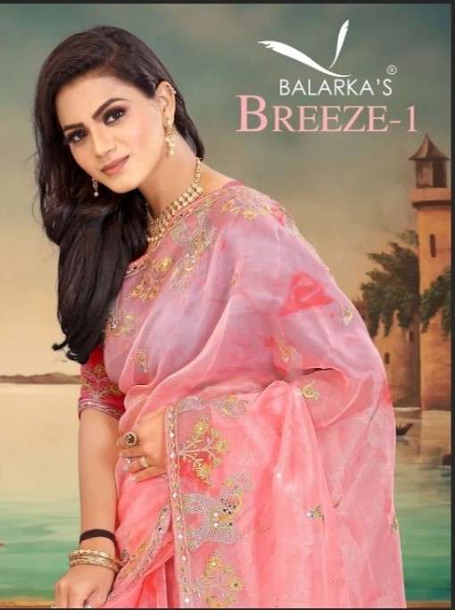 BREEZE BY BALARKAS 1045 TO 1048 SERIES INDIAN TRADITIONAL WEAR COLLECTION BEAUTIFUL STYLISH FANCY COLORFUL PARTY WEAR & OCCASIONAL WEAR ORGAZNA EMBROIDERED SAREES AT WHOLESALE PRICE