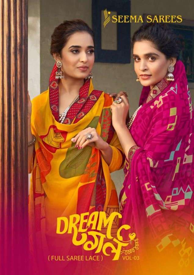 DREAM GIRL VOL-2 BY SEEMA SAREES 1001 TO 1008 SERIES INDIAN TRADITIONAL WEAR COLLECTION BEAUTIFUL STYLISH FANCY COLORFUL PARTY WEAR & OCCASIONAL WEAR WEIGHTLESS SAREES AT WHOLESALE PRICE