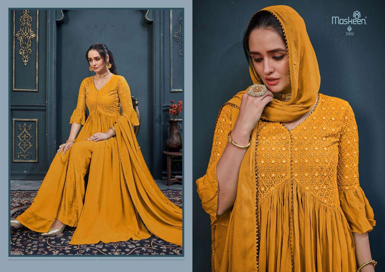 FLORIS BY MAISHA 3301 TO 3306 SERIES BEAUTIFUL STYLISH SHARARA SUITS FANCY COLORFUL CASUAL WEAR & ETHNIC WEAR & READY TO WEAR HEAVY GEORGETTE EMBROIDERED DRESSES AT WHOLESALE PRICE