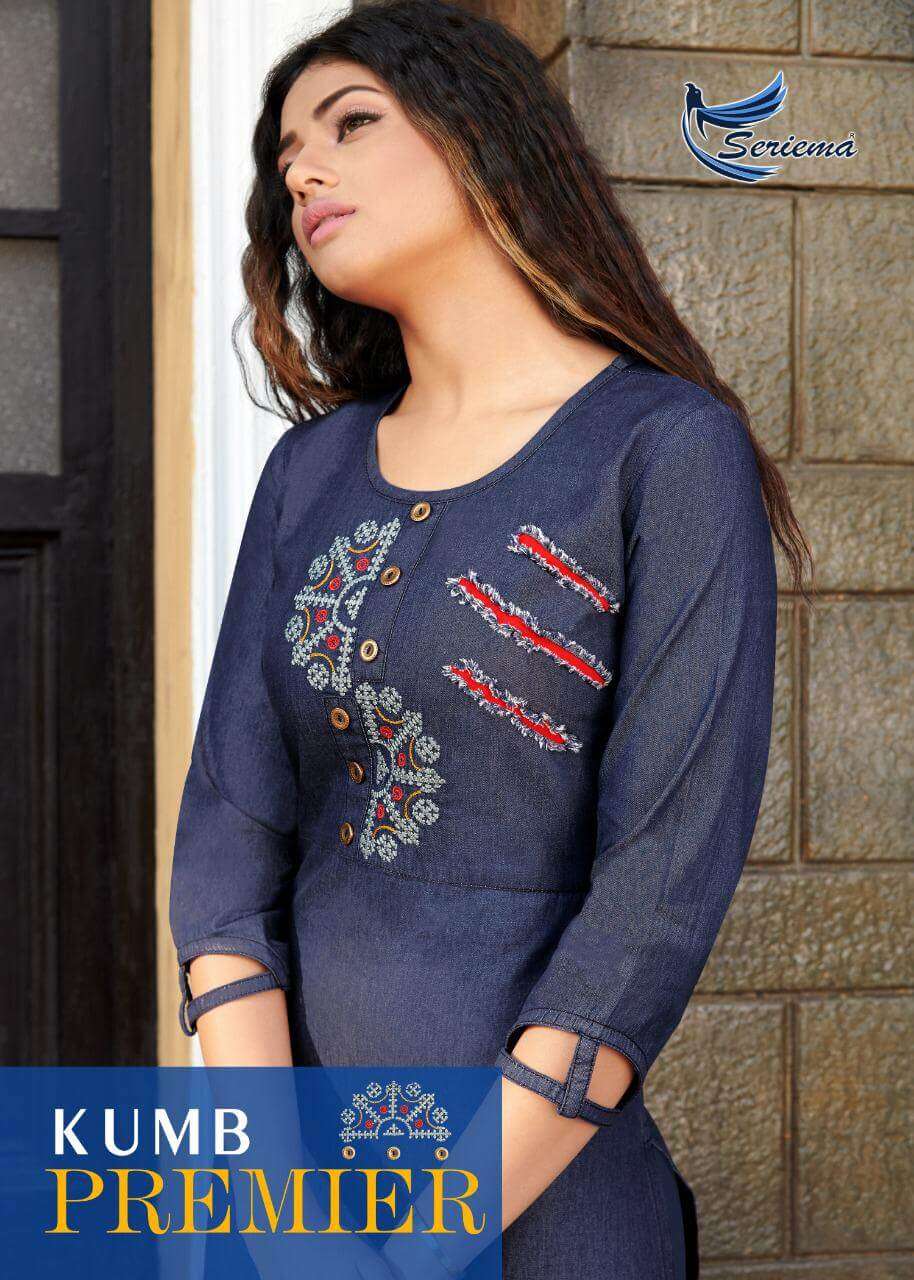 KUMB PREMIER BY SPARROW 1028 TO 1035 SERIES DESIGNER STYLISH FANCY COLORFUL BEAUTIFUL PARTY WEAR & ETHNIC WEAR COLLECTION PURE COTTON DENIM KURTIS AT WHOLESALE PRICE