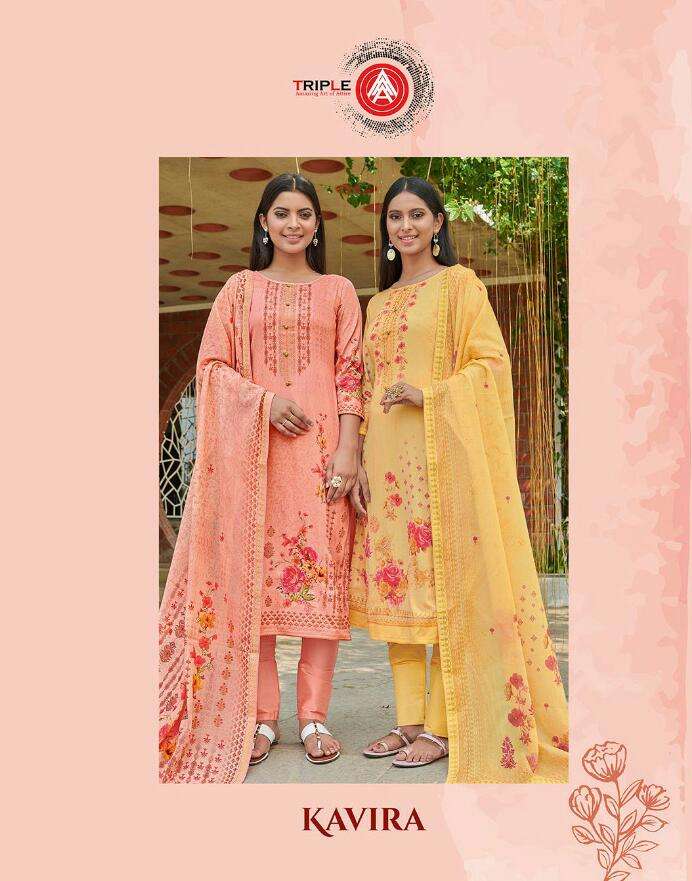 KAVIRA BY TRIPLE AAA 611 TO 616 SERIES BEAUTIFUL SUITS COLORFUL STYLISH FANCY CASUAL WEAR & ETHNIC WEAR COTTON SATIN DIGITAL PRINT WITH WORK DRESSES AT WHOLESALE PRICE